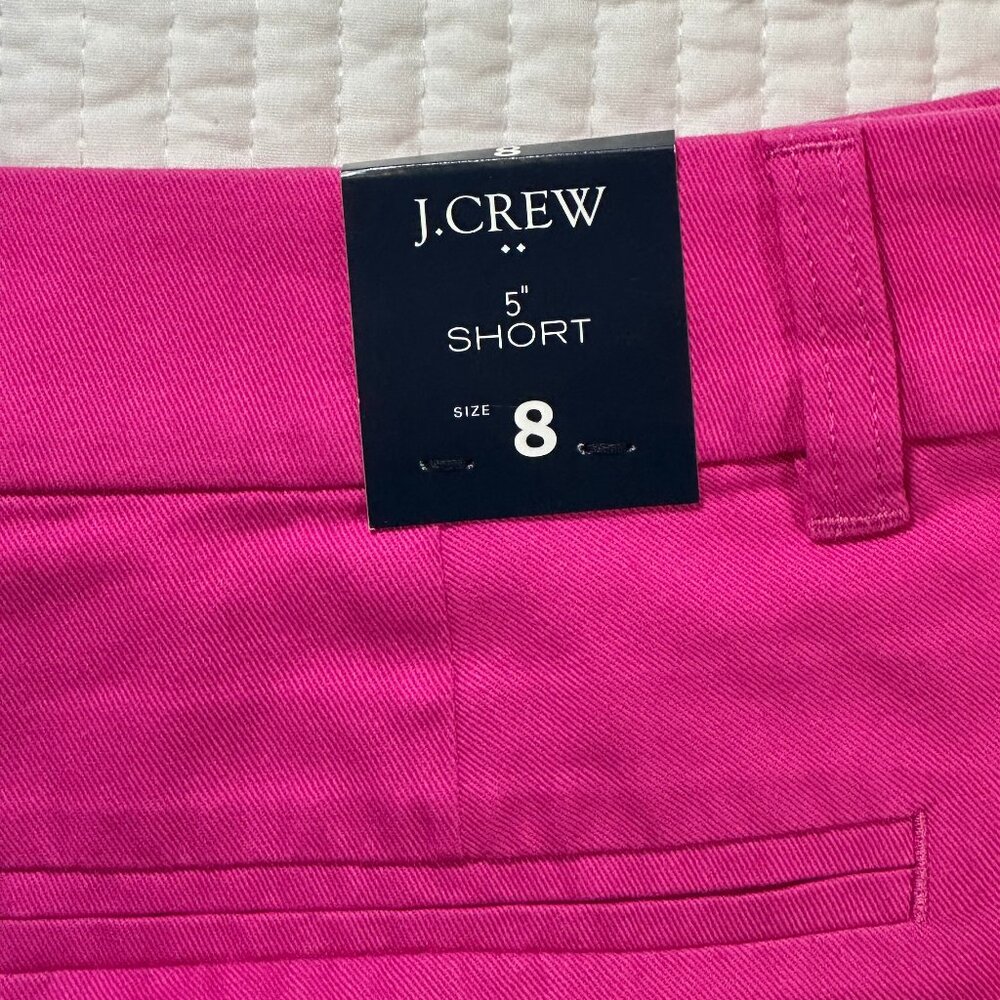 J. Crew Pink Fuschia 5" Chino Shorts Women's Size 8 NWT - Picture 2 of 6